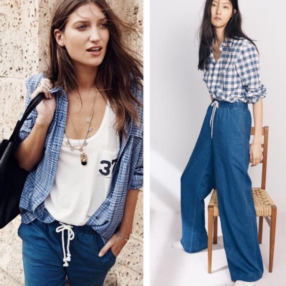 Madewell Pants - Madewell | Indigo Linen Cotton Drawstring Pants